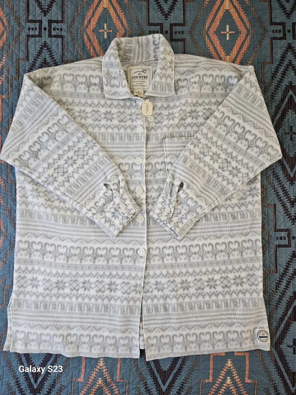 NWT Victoria's Secret Country Shacket.Gray & White Patterned.